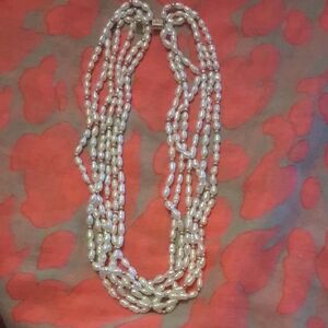 Vintage 14K Multi-Strand Pearl Necklace 18'' Long 5 Strands